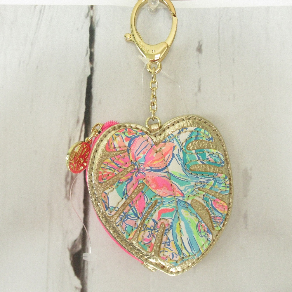 SOLD Lilly Pulitzer Leaf Coin Case Purse Keychain - Picture 1 of 4